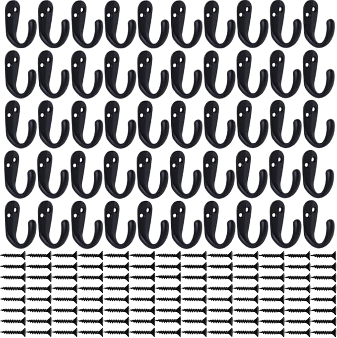 IBosins 50PCS Coat Hooks Wall Mounted Single Prong Robe Hook - Image 2