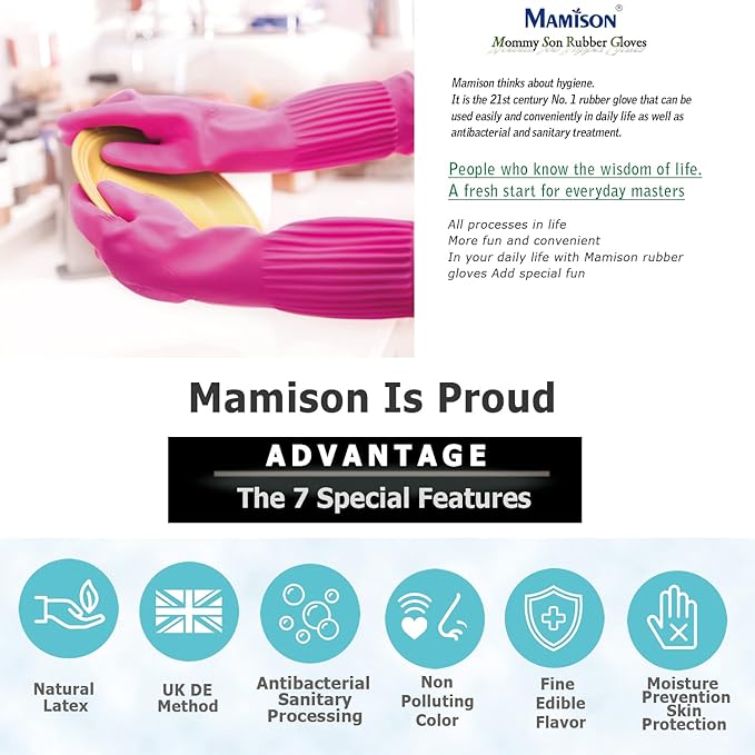Mamison Quality Kitchen Rubber Gloves New Band Series. Cleaning Non-Slip - Image 5