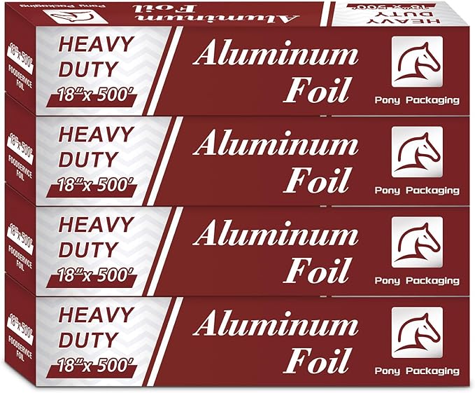 Aluminum Foil Heavy Duty 18 inch Wide, 500 FT Heavy Duty Food Safe Foil Wrap by PonyPackaging