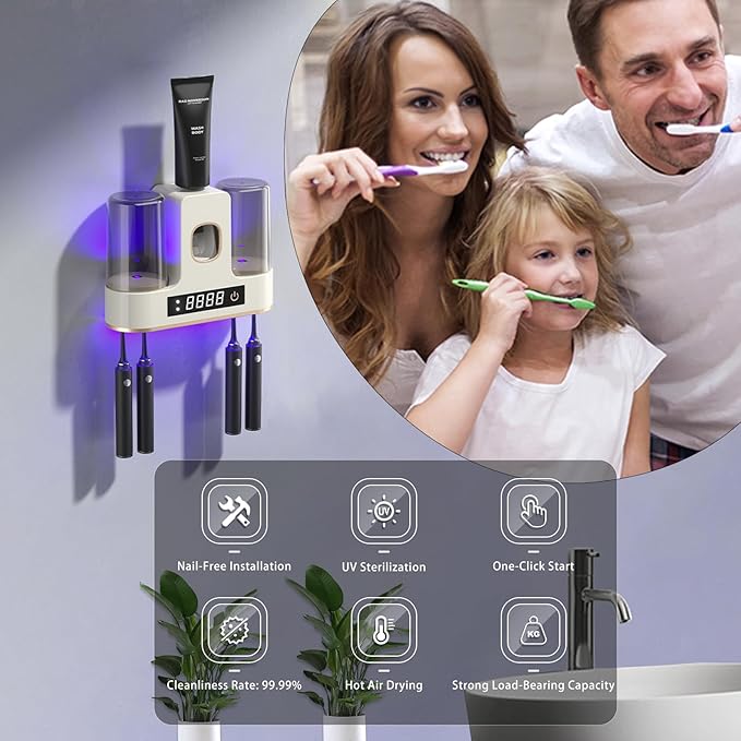 Electric Toothbrush Holders for Bathrooms, Dustproof Smart Toothbrush Holder - Image 2