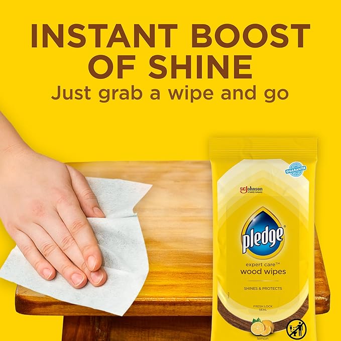 Pledge Expert Care Enhancing Wood Wipes, Lemon Scent - Image 5