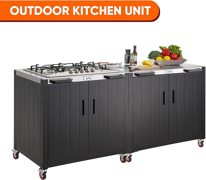 Gas Grill, Movable Outdoor Gas Stove Stainless Steel Top with Cabinet, 5 Burners with 36,200 BTUs, Outdoor Propane Grill for Outdoor Cooking, Ideal for Lawn & Garden, L35.4 x W24 - Image 8
