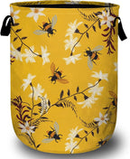 Bee Flower Laundry Basket, Spring Floral Laundry Hamper Collapsible Oxford Cloth by ANTJOO