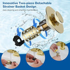 Hibbent Upgraded 3 in 1 Bathroom Sink Drain Strainer, Universal Pop Up Stopper - Image 4