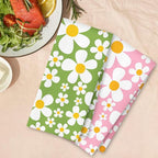 70s Retro White Daisy Floral Kitchen Towels Set of 2, Floral Aesthetic - Image 4