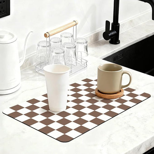 12" x 20" Checkered Dish Drying Mat by Unknown