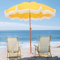 PHI VILLA 7ft Beach Umbrella with Fringe & Sand Anchor, Outdoor Patio Heavy Duty Windproof Portable Tassel Umbrellas for Sand with Push Button Tilt & Carrying Bag, UPF 50+, Yellow by PHIVILLAThepioneerofcomfortablehouseholdsupplies