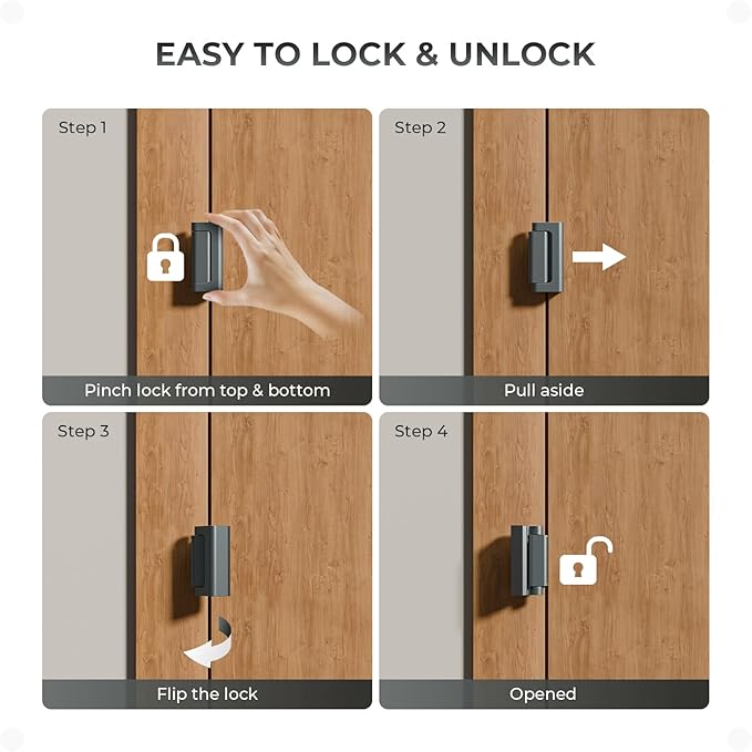 5Pack Home Security Door Reinforcement Lock, Childproof Safety Door Lock Latch - Image 6
