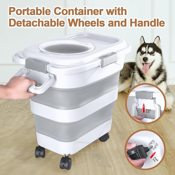 Dog Food Storage Container，10-25 lbs Airtight Collapsible Cat Food Storage - Image 3