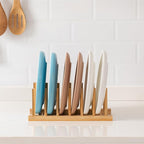 HBlife 4pcs Bamboo Dish Plate Bowl Cup Book Pot Lid Cutting Board Drying Rack - Image 5