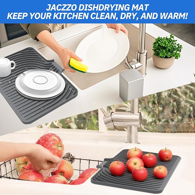Silicone Dish Drying Mat for Kitchen Counter, 19.7" x 17.2" Large Drying Mat - Image 6