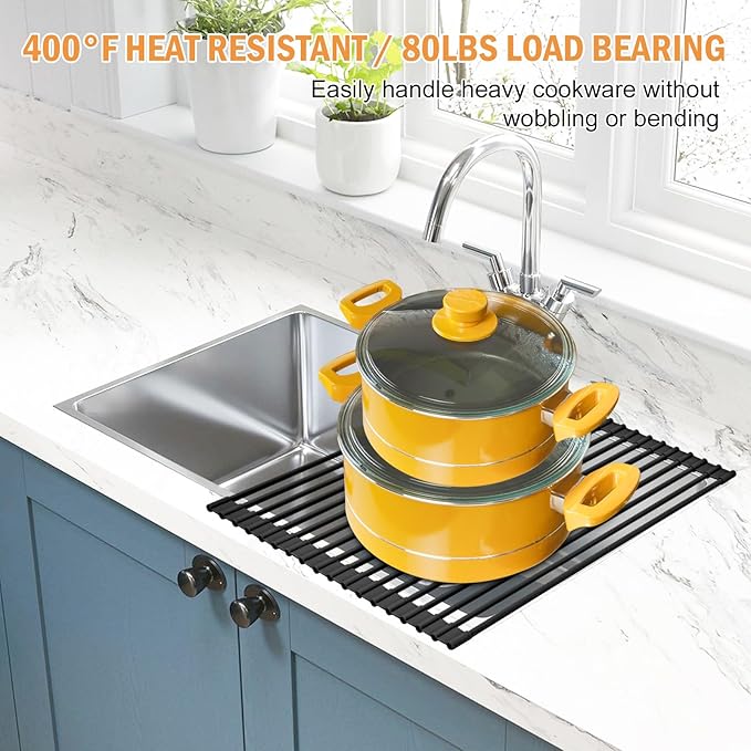 LEMIKKLE Roll Up Dish Drying Rack 17" x 13", Over The Sink Dish Drainer Rack - Image 7