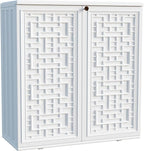 Indoor Outdoor Storage Cabinet Waterproof with Shelf, Off White Plastic Outdoor Cabinets for Patio/Garden/Backyard, Size 34.3''L*15''W*36.2''H by Mrosaa