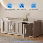 3 Doors Shoe Bench, Waterproof & UV-Resistant, Resin Shoe Cabinet Indoor & Outdoor Use, Entryway Bench with Adjustable Shelves & Hidden Storage Space for Bedroom, Hallway, Grey - Image 4