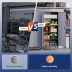 Yizosh Metal Garage Storage Cabinet with Locking Doors and Adjustable Shelves,- 75" Rolling Steel Tool Cabinet for Home Office,Garage,Warehouse - Image 7