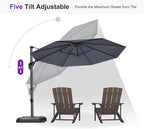 PURPLE LEAF 10 Feet Patio Umbrella with Base Outdoor Cantilever Round Umbrella Aluminum Offset Umbrella with 360-degree Rotation for Garden Deck Pool Patio Light Grey - Image 6