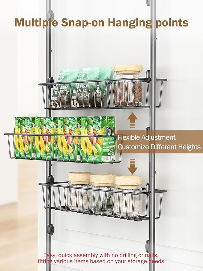 Delamu Over The Door Pantry Organizer, 9-Tier Pantry Door Organizers and Storage - Image 4
