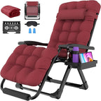 Suteck Oversized Zero Gravity Chair, 29In XL Outdoor Recliner Chair w/Removable Cushion&Headrest, Camping Lounge Chair w/Upgraded Lock&Footrest, Reclining Patio Chairs for Indoor Outdoor,500LBS by Suteck