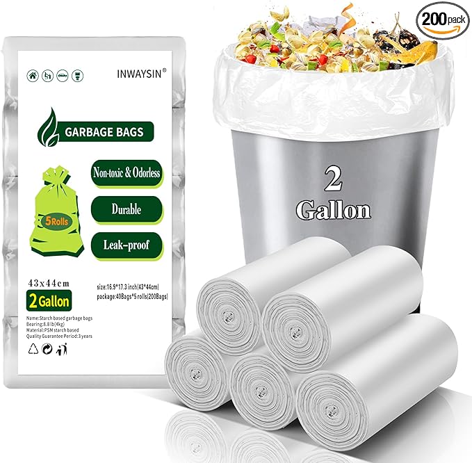 Compostable 2 Gallon Garbage Bags by Inwaysin