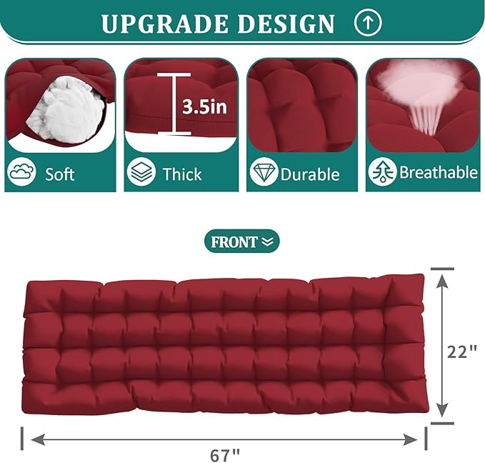 UDPATIO Oversized Zero Gravity Chair 29In XL Patio Reclining Chair with Cushion, Outdoor Folding Recliner with Pillows|Cup Holder|Foot Rest|Padded Headrest, Burgundy, Support 500LB - Image 4