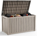 DRATO 200 Gallon Deck Box, Waterproof Resin Large Outdoor Storgae Box for Patio Furniture, Patio Cushions, Gardening Tools, Pool Supplies, Lockable（Gray，200 Gallon） by DRATOprovidesawarmandcozy