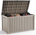 DRATO 200 Gallon Deck Box, Waterproof Resin Large Outdoor Storgae Box for Patio Furniture, Patio Cushions, Gardening Tools, Pool Supplies, Lockable（Gray，200 Gallon） by DRATOprovidesawarmandcozy