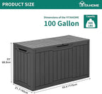YITAHOME 100 Gallon Resin Deck Box, Weather Resistant Outdoor Storage Box, Lockable Indoor Outdoor Storage for Supplies and Essentials, Dark Gray - Image 7