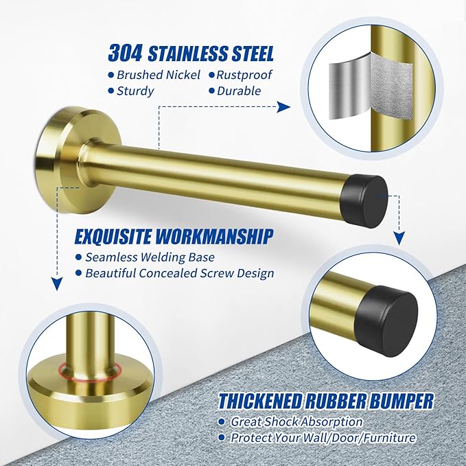 Gold Door Stop, 4 Inch Door Stoppers - Image 4