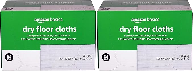 Amazon Basics Dry Floor Cloths | Clean Dust & Dirt | Pet Hair Removal | 64 by AmazonBasics