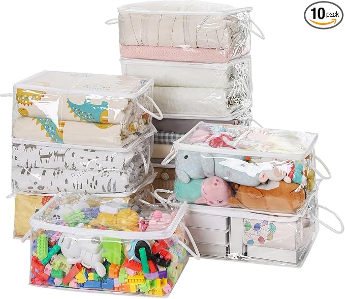10 PCS Clear Zippered Storage Bags by Remittur