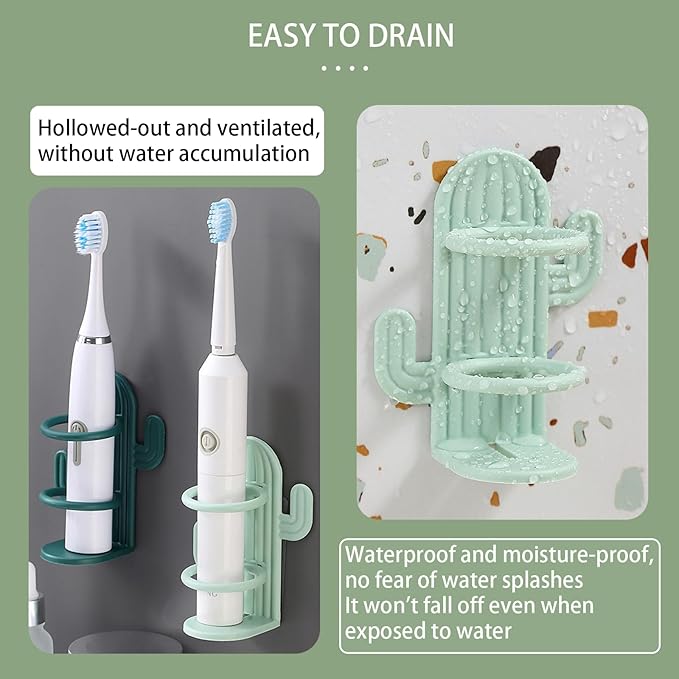 Cactus Pattern Toothbrush Holder Bathroom countertop Organizer Modern Style and - Image 5