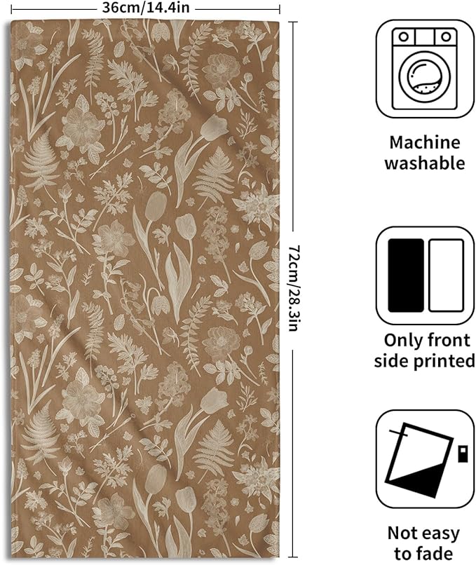 Brown Spring Floral Hand Towels - Image 2