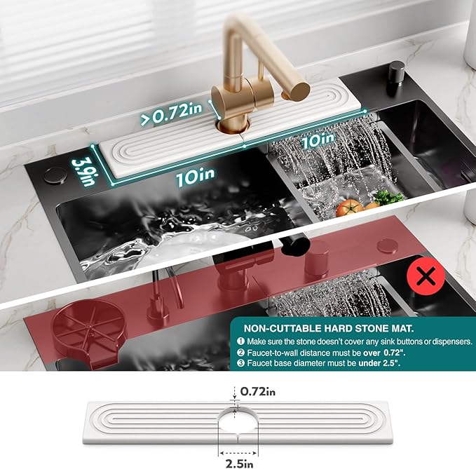 Stone Faucet Mat for Kitchen Sink – Diatomite Drying Stone Mat & Sink Protector - Image 4