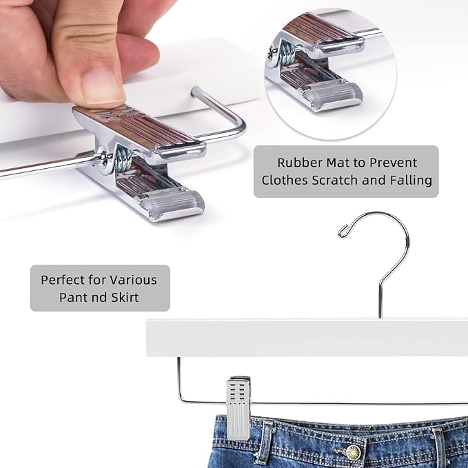Nature Smile Wooden Pants Hangers Wood Bottom Jeans Skirt Hanger - Image 3