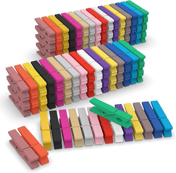 JABINCO Mini Wooden Colored clothespins, 16 coloers Each 8pcs by Peoin