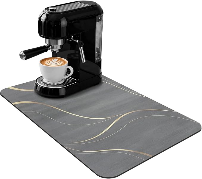 Coffee Bar Mat 24x16 Inch, Absorbent Hide Stain Rubber Backed Dish Drying Mat by Unknown