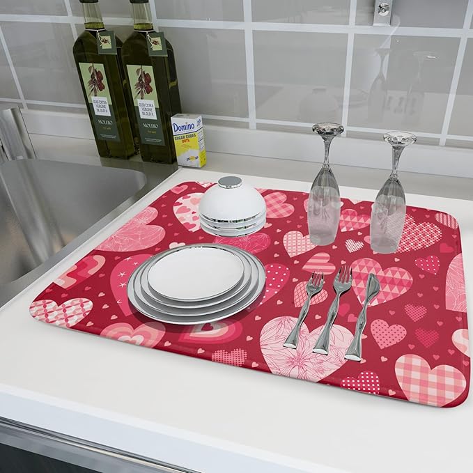 Valentine Day Love Heart Dish Drying Pad 18 x 24 Inch - Image 6