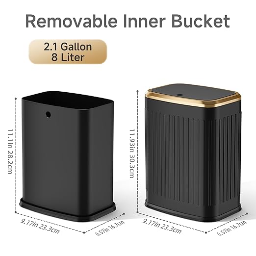 TIPGO Bathroom Trash Can with Lid, 2.1 Gallon / 8 Liter Small Garbage Can - Image 5