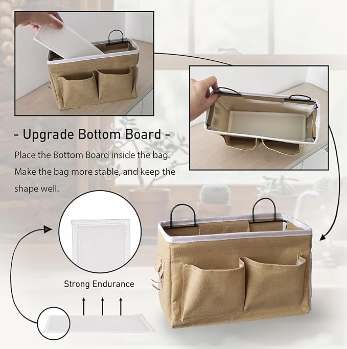 2pcs Middle Wall Hanging Organizer Bag, Linen Fabric Door Hanging Storage Basket - Image 3