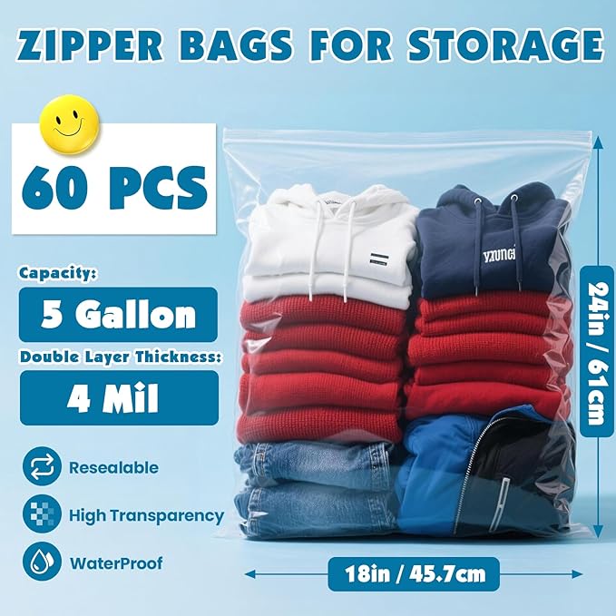 60 Pack Large 5 Gallon Storage Bags - Image 2