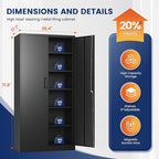 Yizosh Metal Storage Cabinet with Lock - 72" Garage Storage Cabinet with 2 Locking Doors and 5 Adjustable Shelves, Black Steel Lockable for Office,Home,Garage - Image 3
