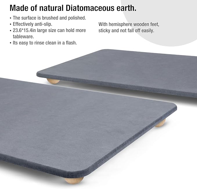 Large Stone Dish Drying Mat for Kitchen Counter, Heat Resistant - Image 3