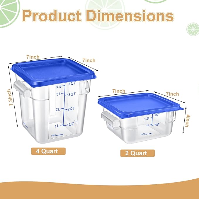 Barydat 4 Pcs Square Food Storage Containers - Image 2