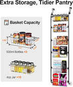 Delamu Narrow Over the Door Pantry Organizer, 6-Tier Metal Pantry Door - Image 4