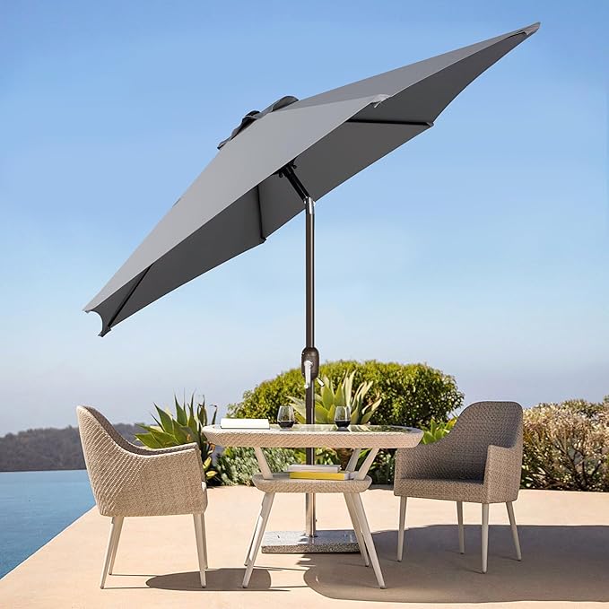 Blissun 7.5 ft Patio Umbrella, Yard Umbrella, Outdoor Market Umbrella with Push Button Tilt Crank, Grey - Image 7