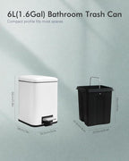 Bathroom Trash Can with Lid, 6 Liter / 1.6 Gallon Small Trash Can with - Image 3