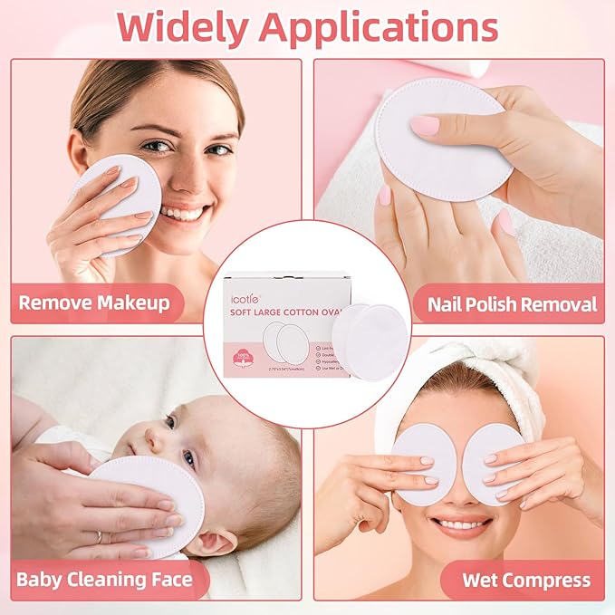 Oval Cotton Pads Ultra-Soft Cotton Ovals 100% Cotton Spunlace Purely Physical - Image 6