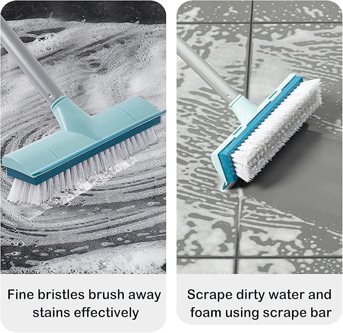BOOMJOY Floor Scrub Brush with Long Handle, 2 in 1 Scrape and Brush, Stiff - Image 3