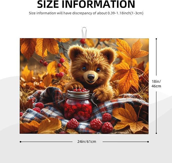 Bear Dish Drying Mats for Kitchen Counter, Absorbent Reversible Microfiber Dish - Image 2