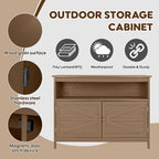HIPS All-Weather Outdoor Storage Cabinet,Outdoor Sideboard with Magnetic Doors,3-Shelves Patio Storage Cabinet, Used for Garden,Buffet Cabinet,TV Stand, Bar Table,Balcony - Image 4